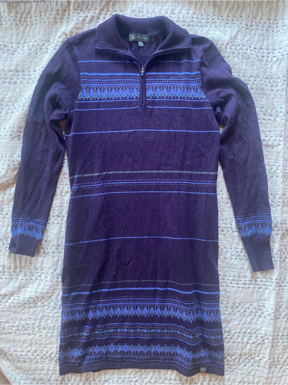 Title Nine Purple Knit Sweater with Blue Accent